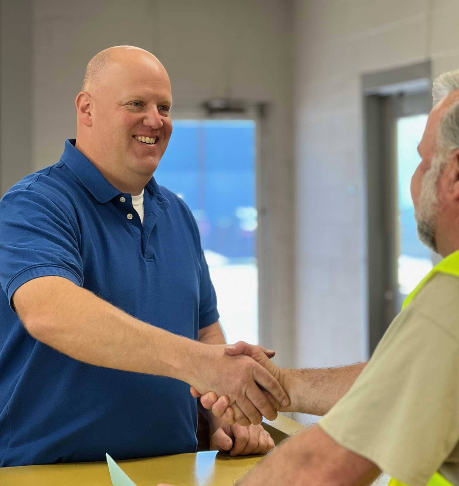 Years of Friendly Customer Service Handshake